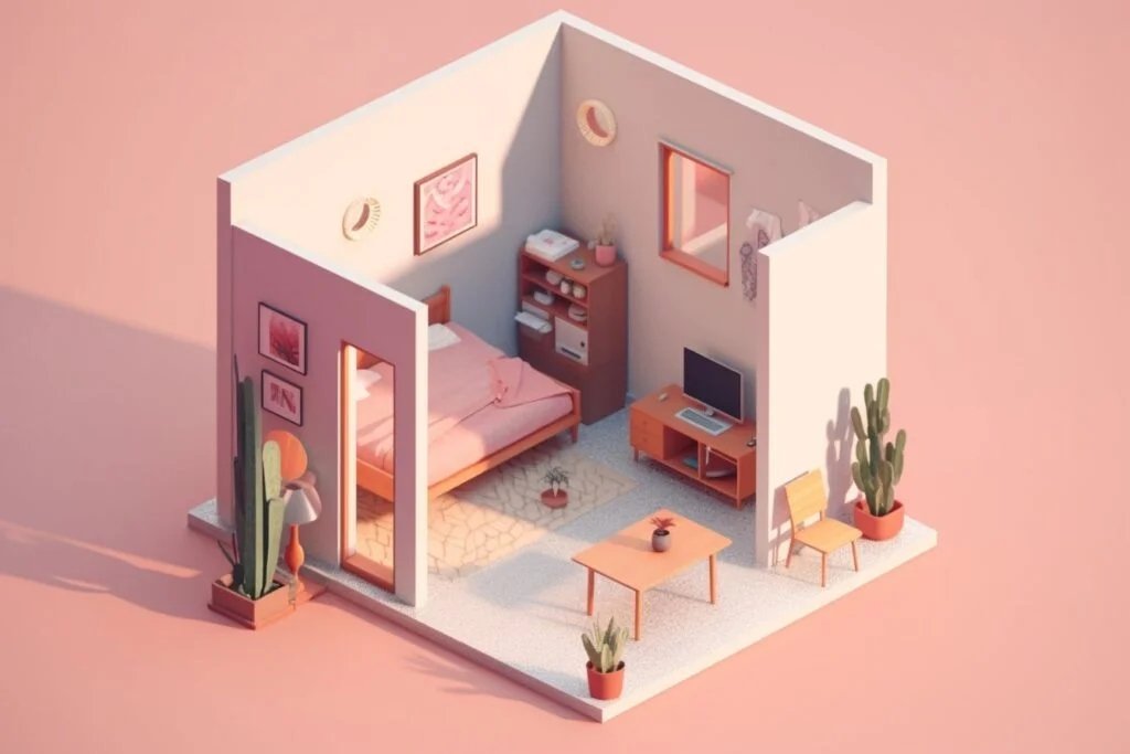 ミニマリスト向けミニマンションの理想的なインテリアレイアウトの3Dモデル图