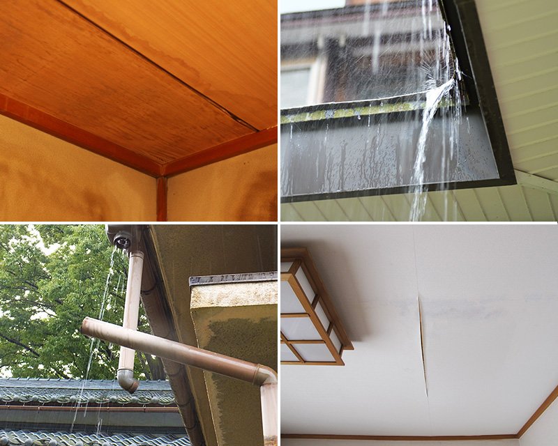天井の染み、雨樋の溢れ、軒下からの水漏れなど屋根雨漏りの代表的な症状4選